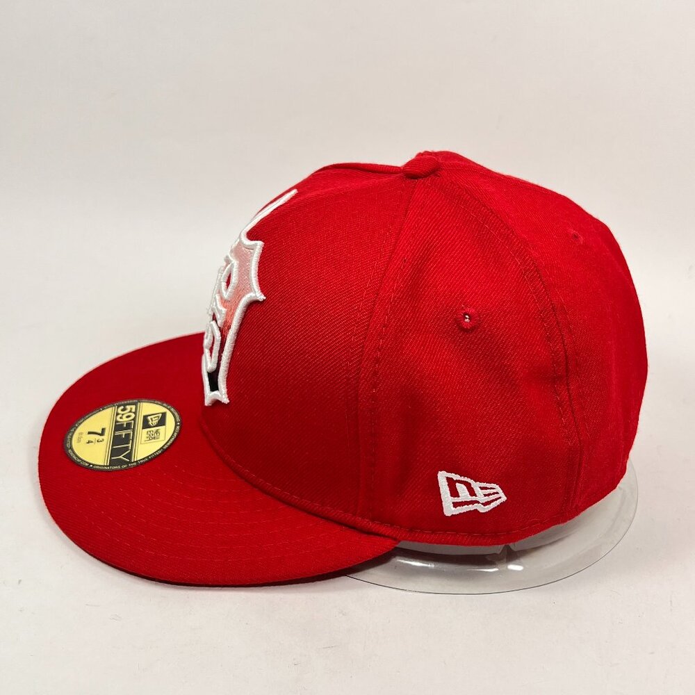 Vtg Detroit Tigers MLB Fitted 7 3/4 Hat New Era 59Fifty Red Baseball Script Mens - Picture 2 of 16